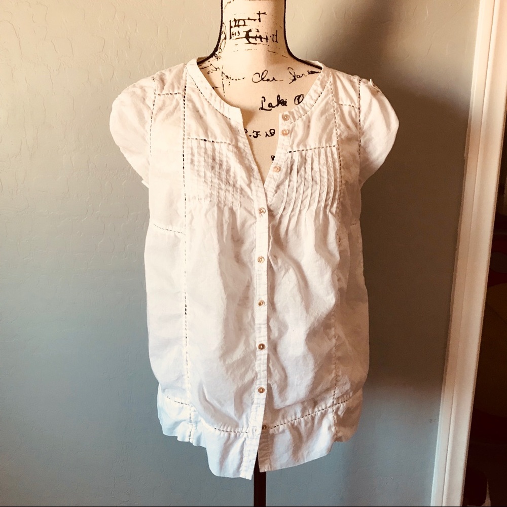 Joie White Cotton button down blouse Medium